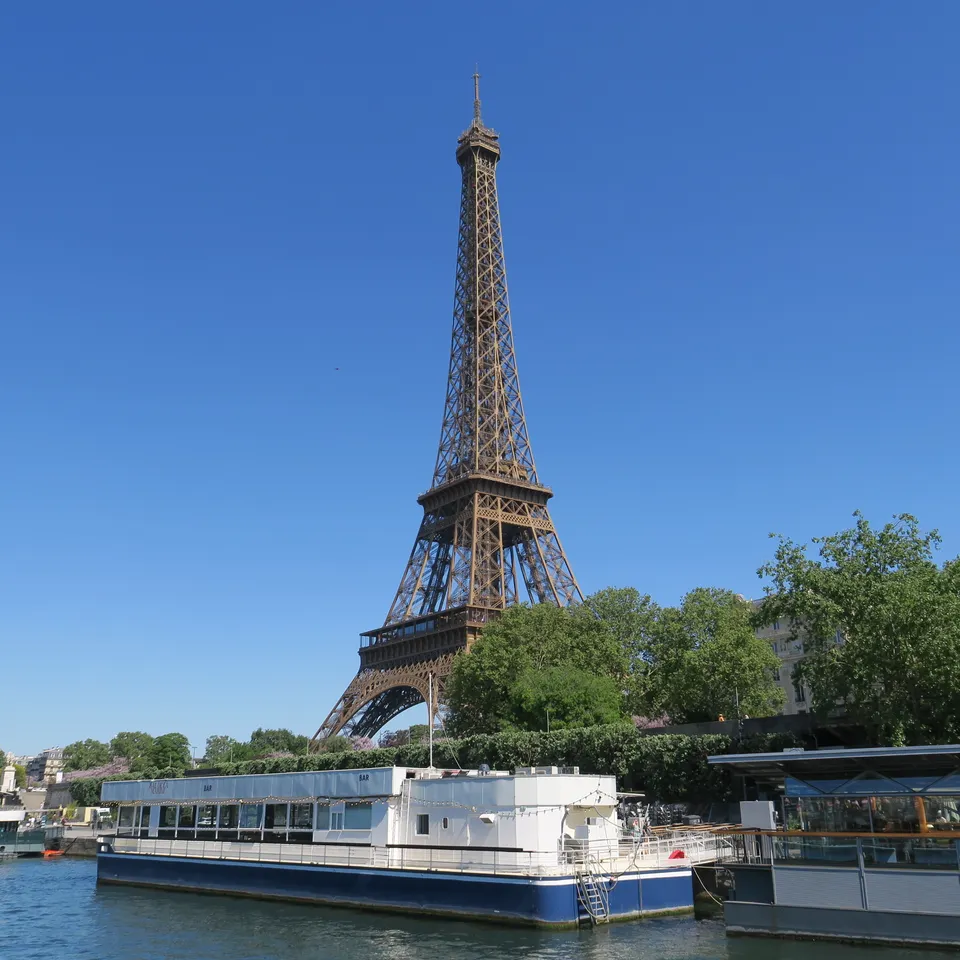 The Eiffel Tower beside the River Seine in Paris