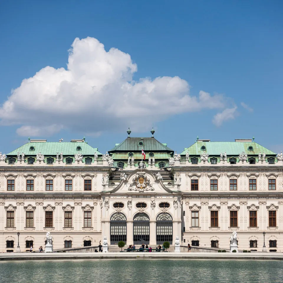 Belvedere Palace beside its reflecting pool in Vienna